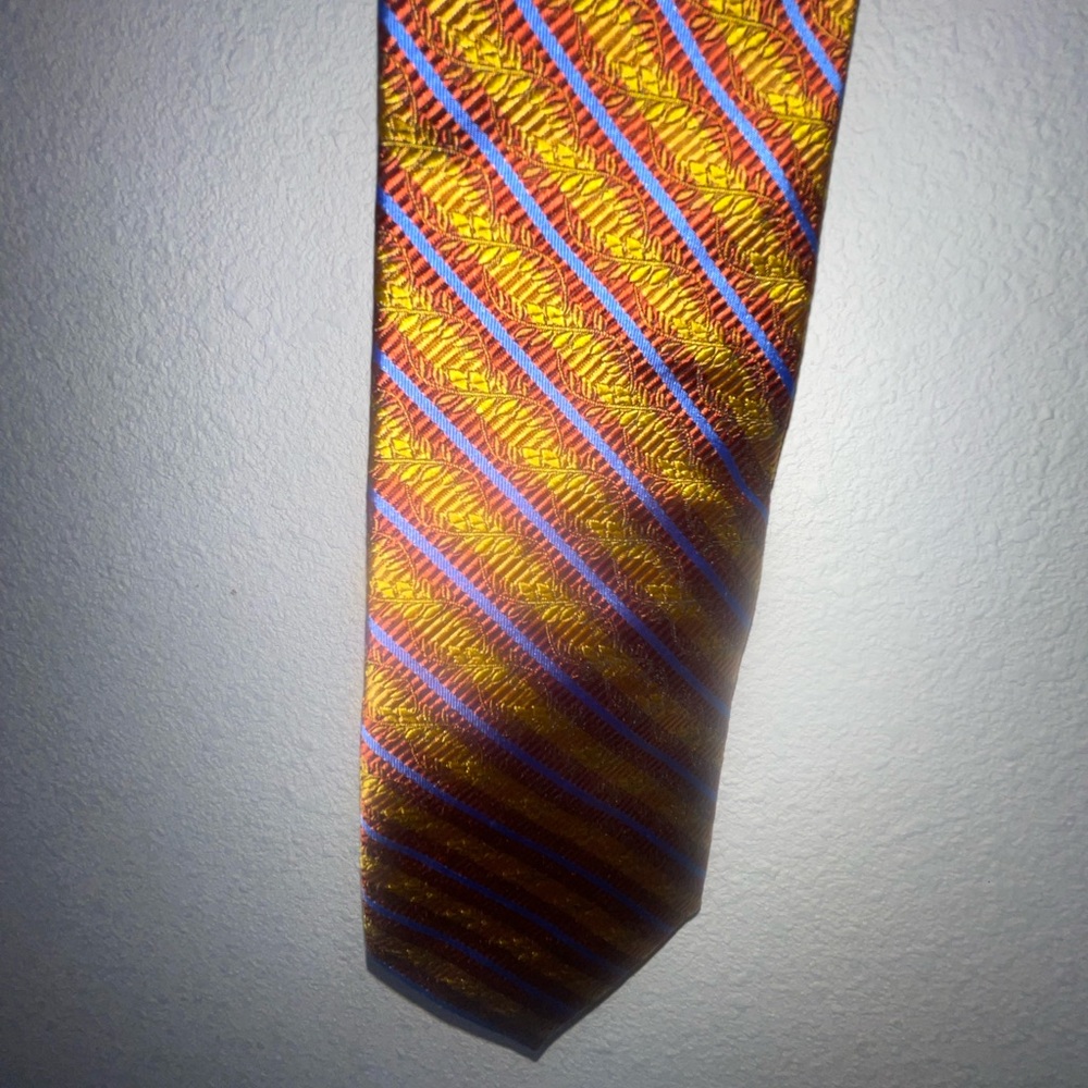 Robert Talbott Vibrant Yellow and Blue Striped Tie